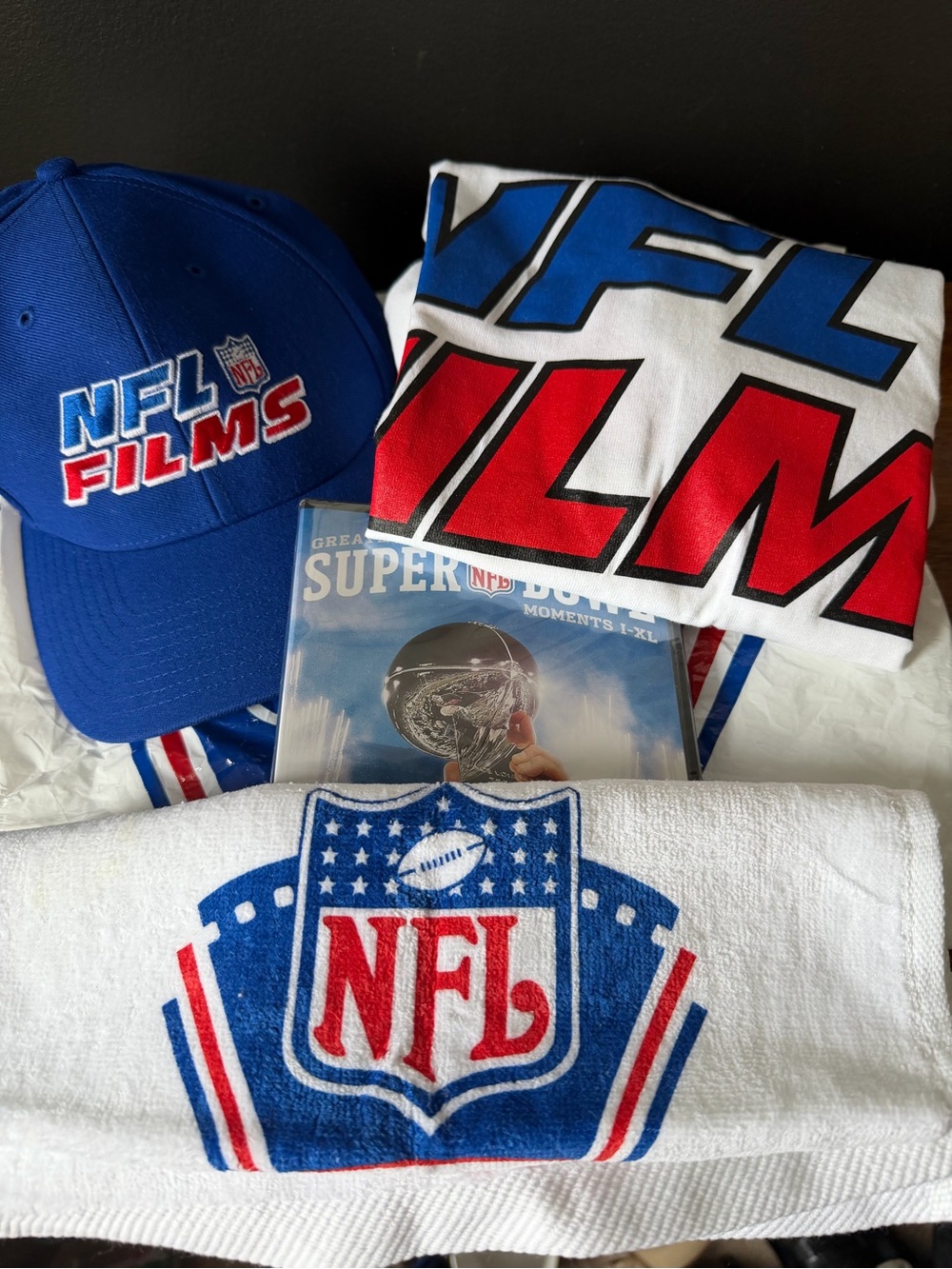 NFL Films T-shirt, Hat, towel, dvd set